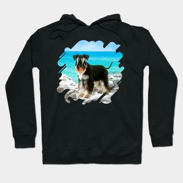 Miniature Schnauzer on the beach Hoodie by Nartissima